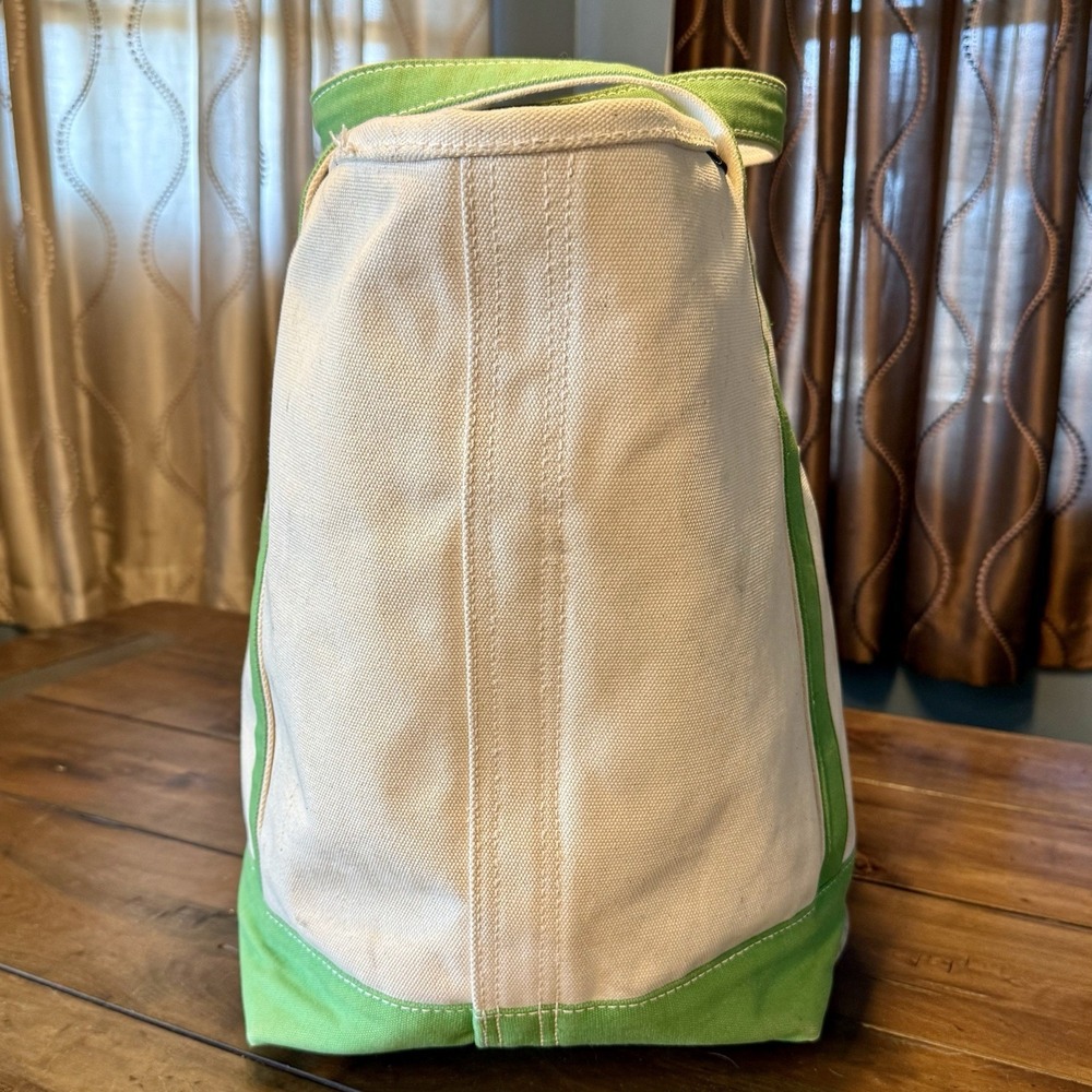 VTG Lands End 33x38 Green Natural MEGAN Canvas Boat Tote Bag Rare XL Open Top - Picture 2 of 10